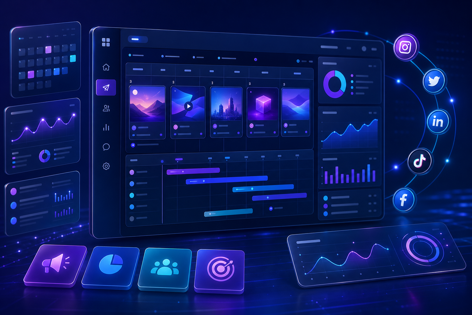 Social media campaign planning and analytics product dashboard